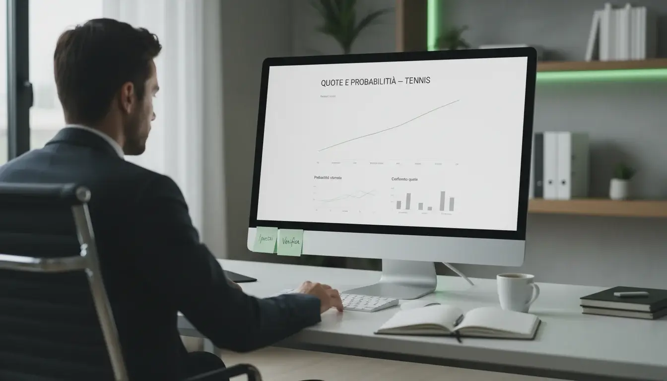 Analista che studia dati statistici su schermo con grafici